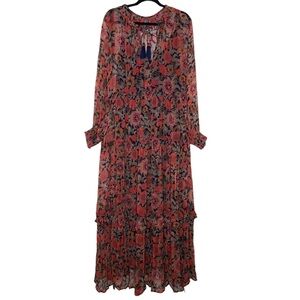 Anthropologie The Marais Printed Chiffon Maxi Dress size Large